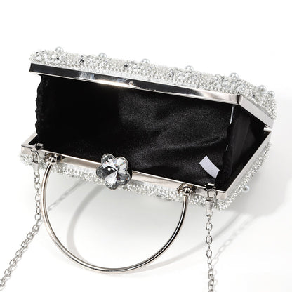 Pearl Beaded Top Handle Evening Bag
