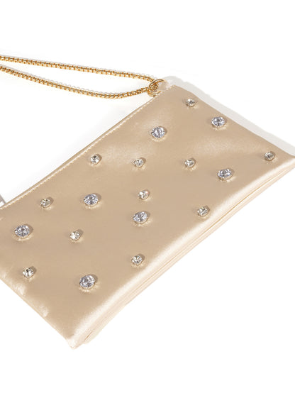 Crystal Stud Shoulder Bag — Soft Sculpted Evening Style