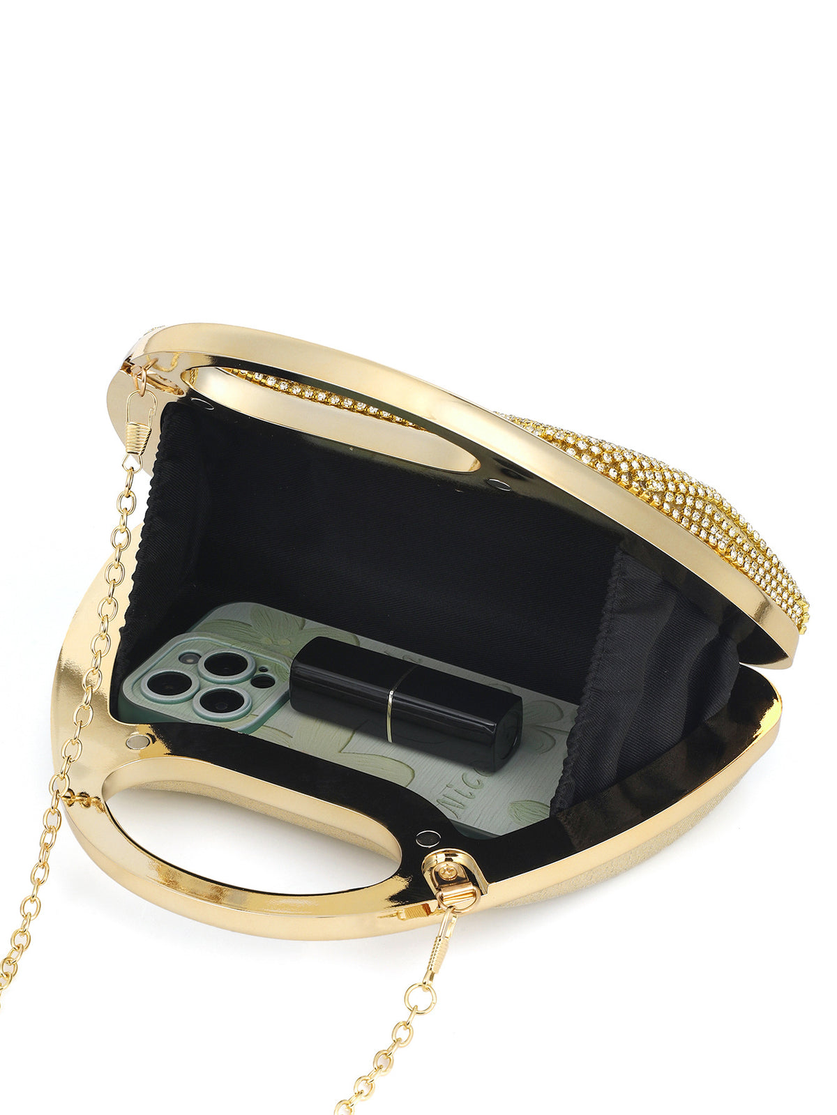 Crystal Fringe Evening Bag — Sculpted Gold Elegance