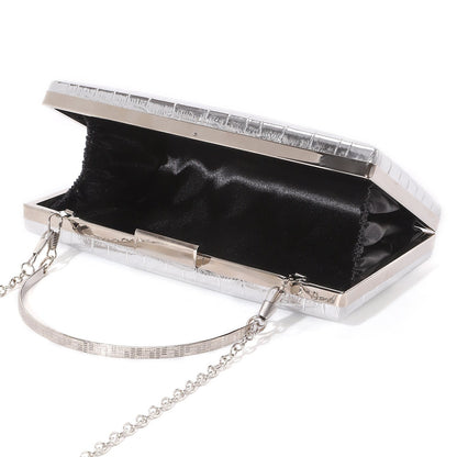 Metallic Croc-Effect Structured Evening Bag