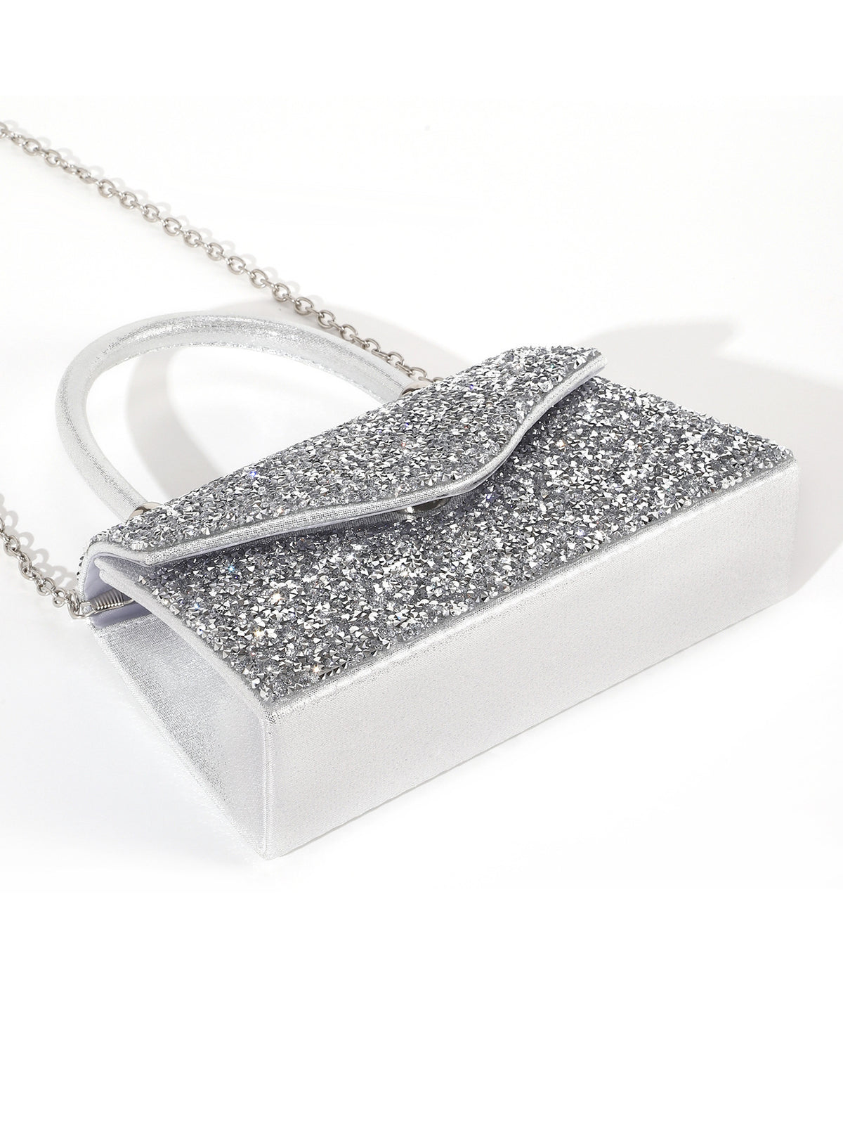 Crystal Glitter Handbag — Structured Modern Shine