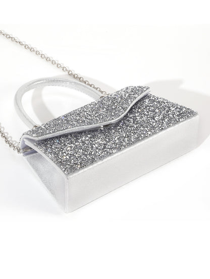Crystal Glitter Handbag — Structured Modern Shine