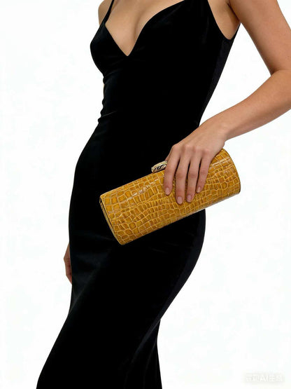 Vintage Croc Clutch — Structured Elegance