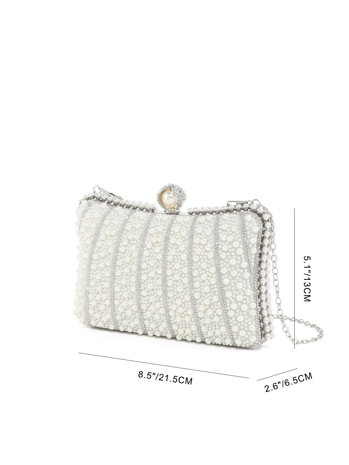 Pearl Crystal Clutch — Sculpted Evening Elegance