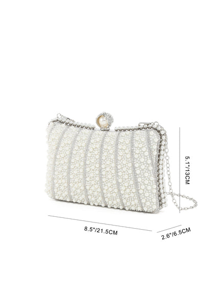 Pearl Crystal Clutch — Sculpted Evening Elegance