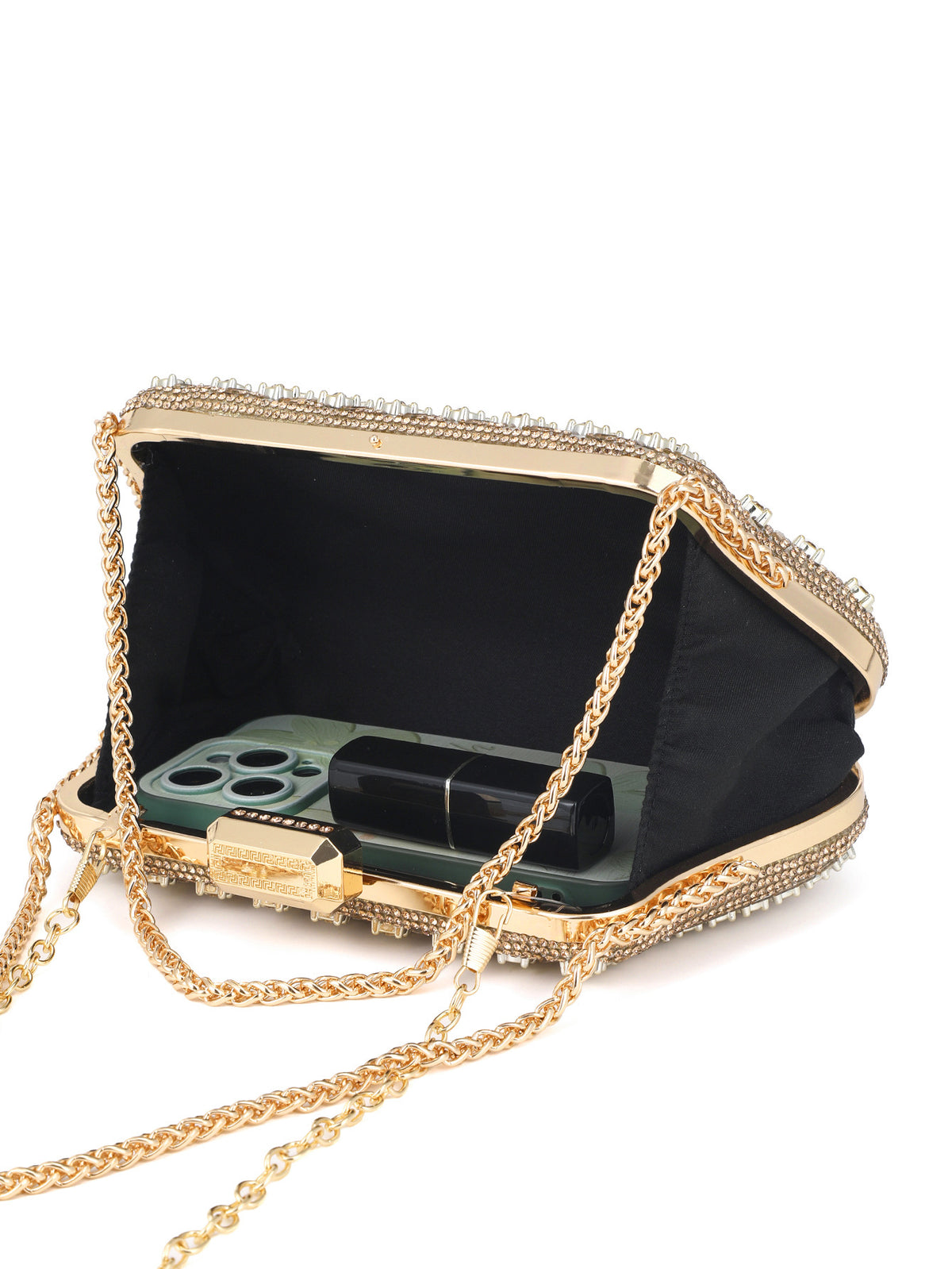 Crystal Frame Evening Bag — Refined Structured Sparkle
