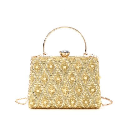 Pearl Beaded Top Handle Evening Bag