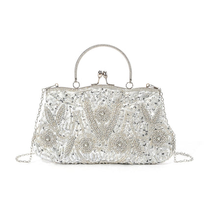 Ivory Pearl Beaded Evening Clutch Bag