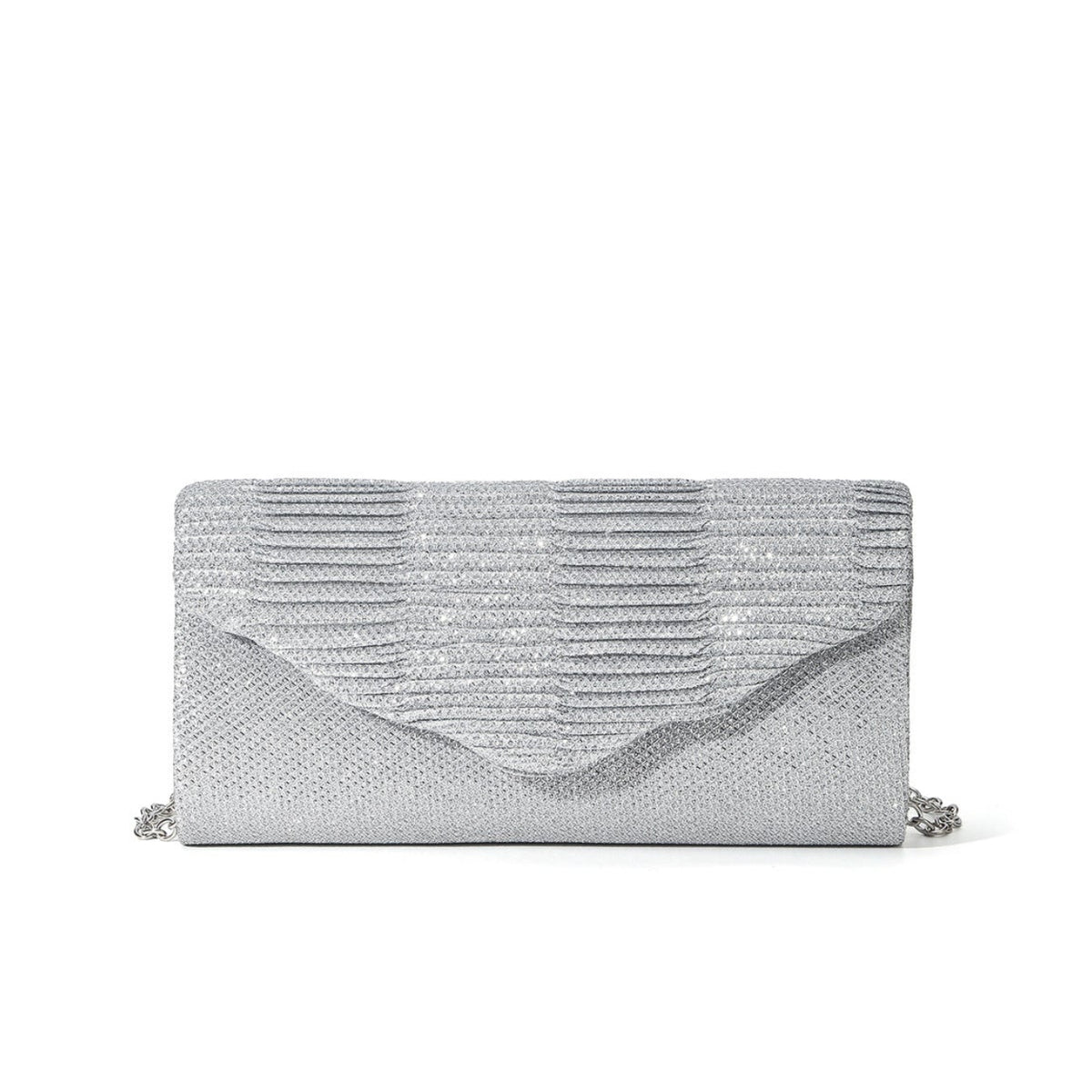 Lustre Pleated Evening Clutch — Refined Metallic Elegance