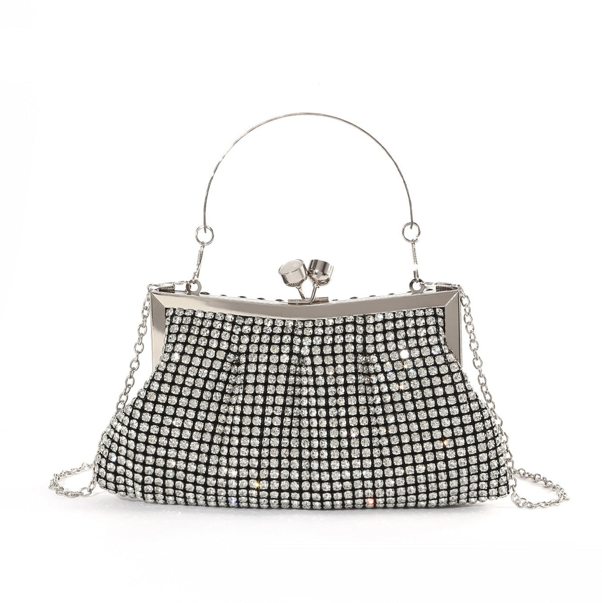 Rhinestone Mesh Frame Evening Bag