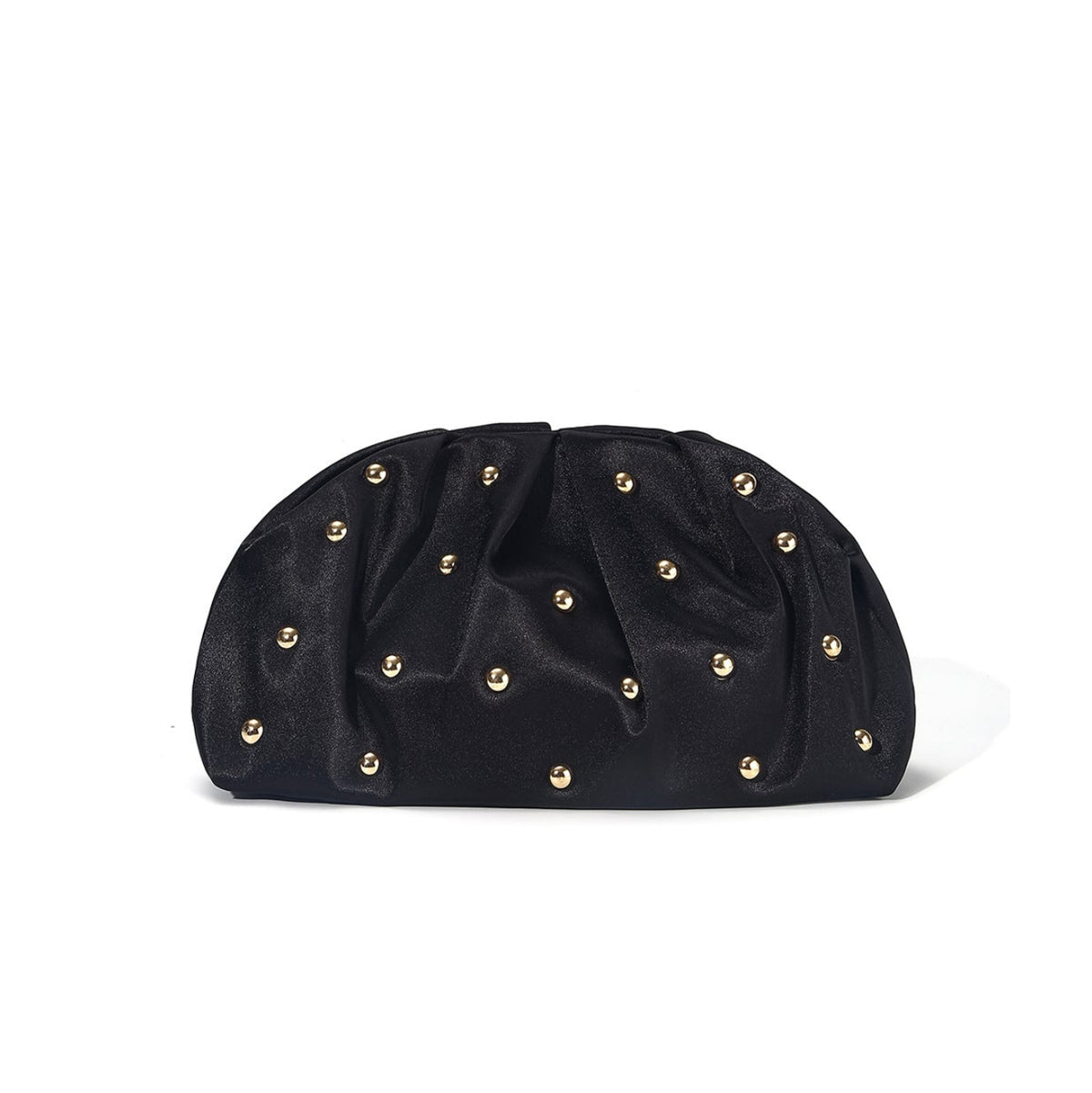 Sculpted Studded Clutch — Soft Ruched Evening Bag