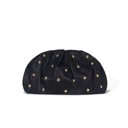 Sculpted Studded Clutch — Soft Ruched Evening Bag