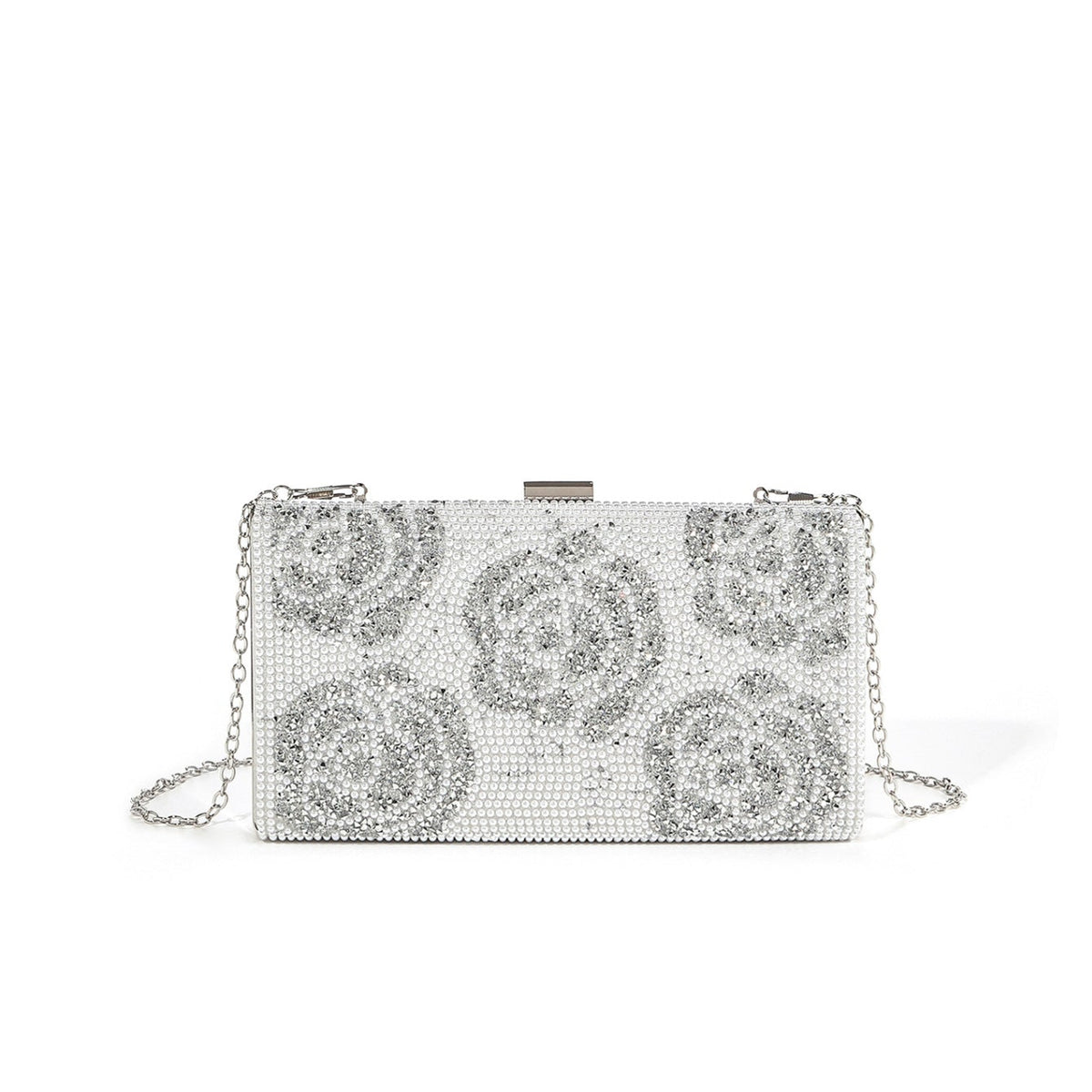 Pearl Embellished Crystal Evening Clutch