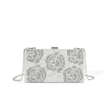 Pearl Embellished Crystal Evening Clutch