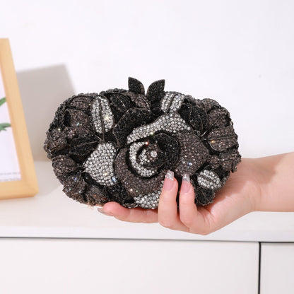 Sculpted Rose Crystal Clutch — Floral Statement Design