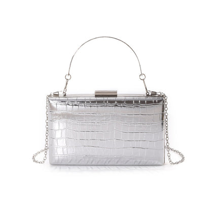 Metallic Croc-Effect Structured Evening Bag