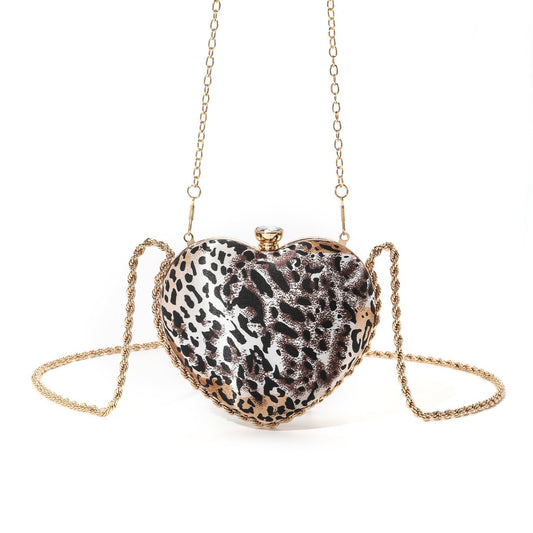 Leopard Heart-Shaped Evening Bag