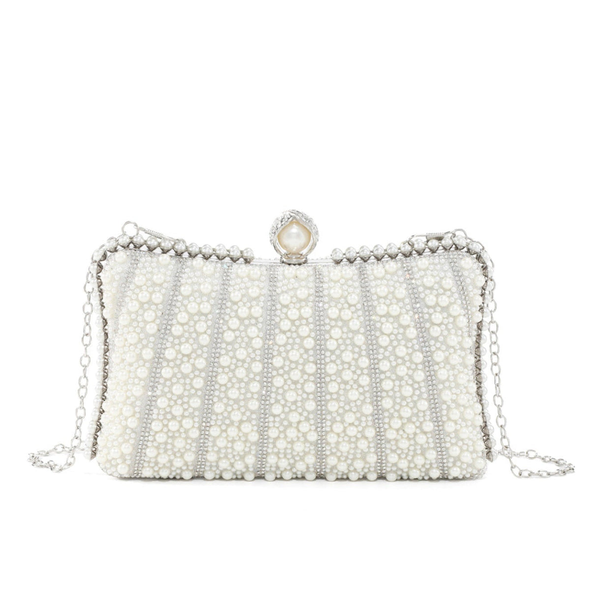 Pearl Crystal Clutch — Sculpted Evening Elegance