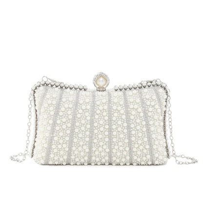 Pearl Crystal Clutch — Sculpted Evening Elegance