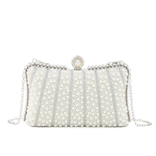 Pearl Crystal Clutch — Sculpted Evening Elegance