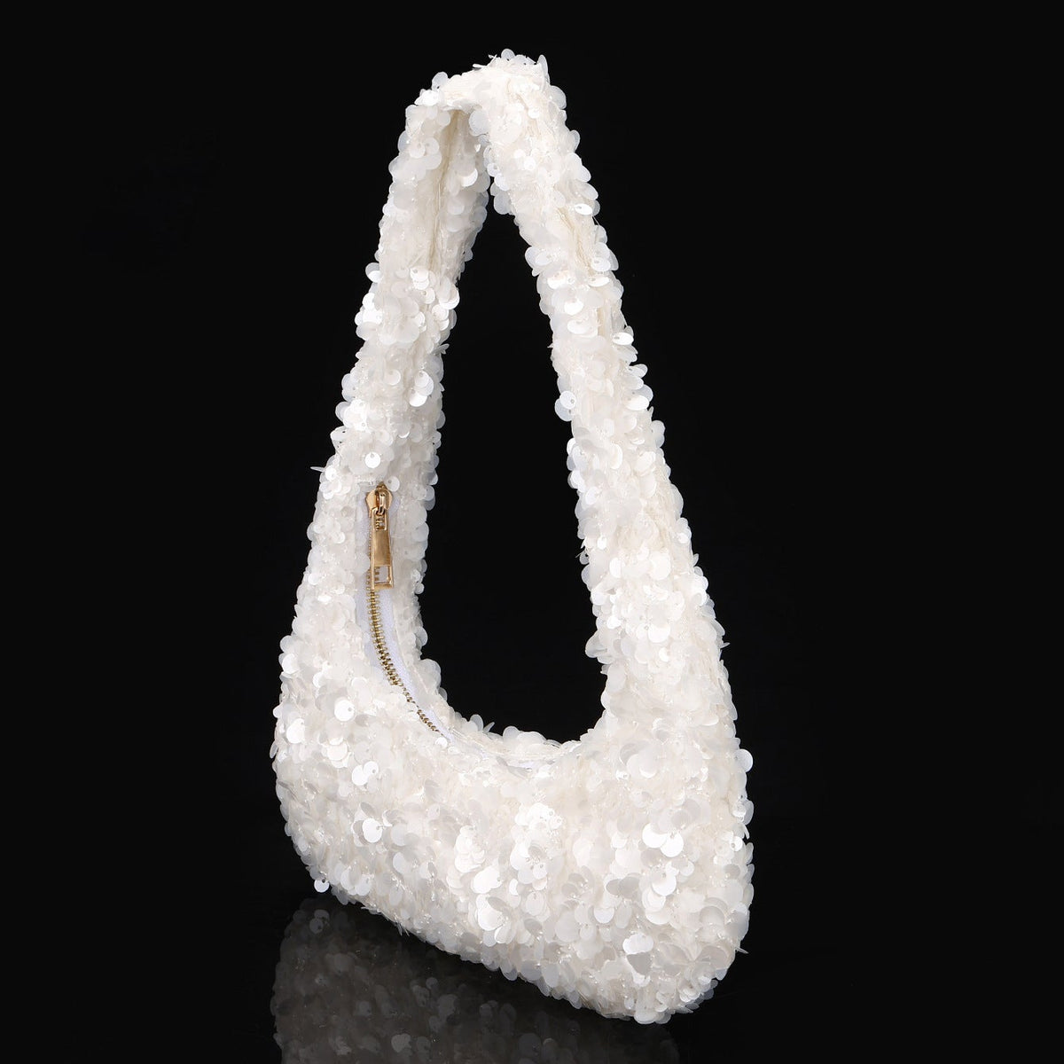 Pearl Sequin Shoulder Bag — Soft Evening Elegance