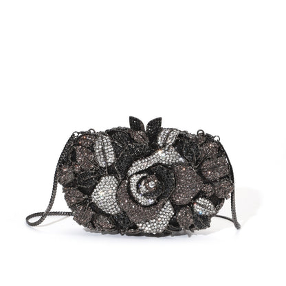 Sculpted Rose Crystal Clutch — Floral Statement Design