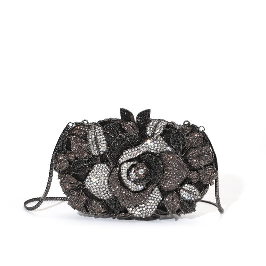 Sculpted Rose Crystal Clutch — Floral Statement Design