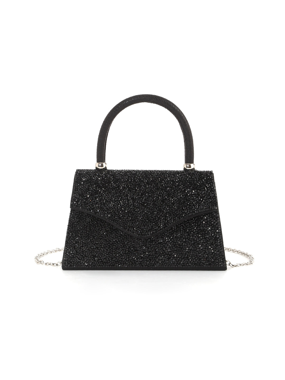 Crystal Glitter Handbag — Structured Modern Shine