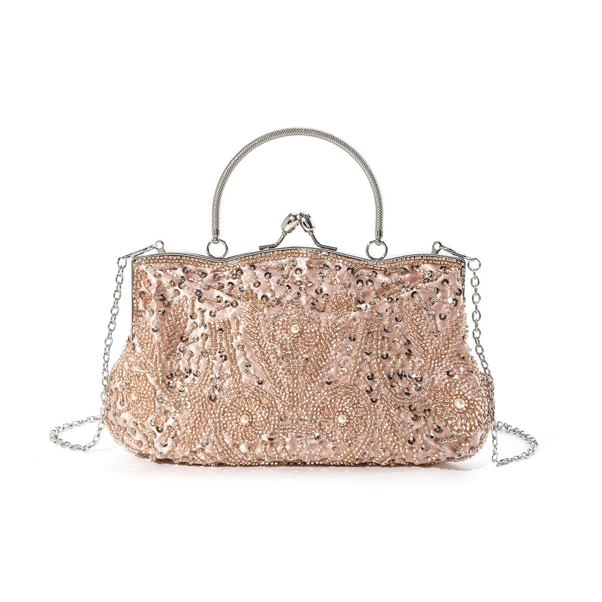 Ivory Pearl Beaded Evening Clutch Bag