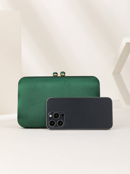 Emerald Satin Evening Clutch — Refined After-Dark Elegance