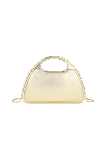 Crystal Fringe Evening Bag — Sculpted Gold Elegance