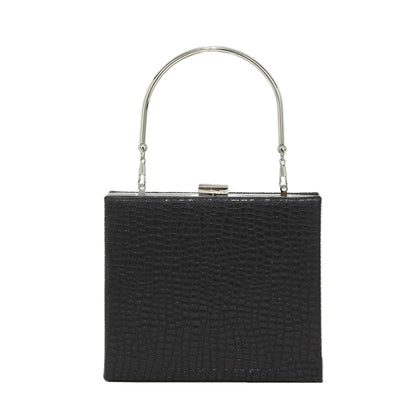 Luna Croc-Embossed Box Clutch — Structured Evening Bag