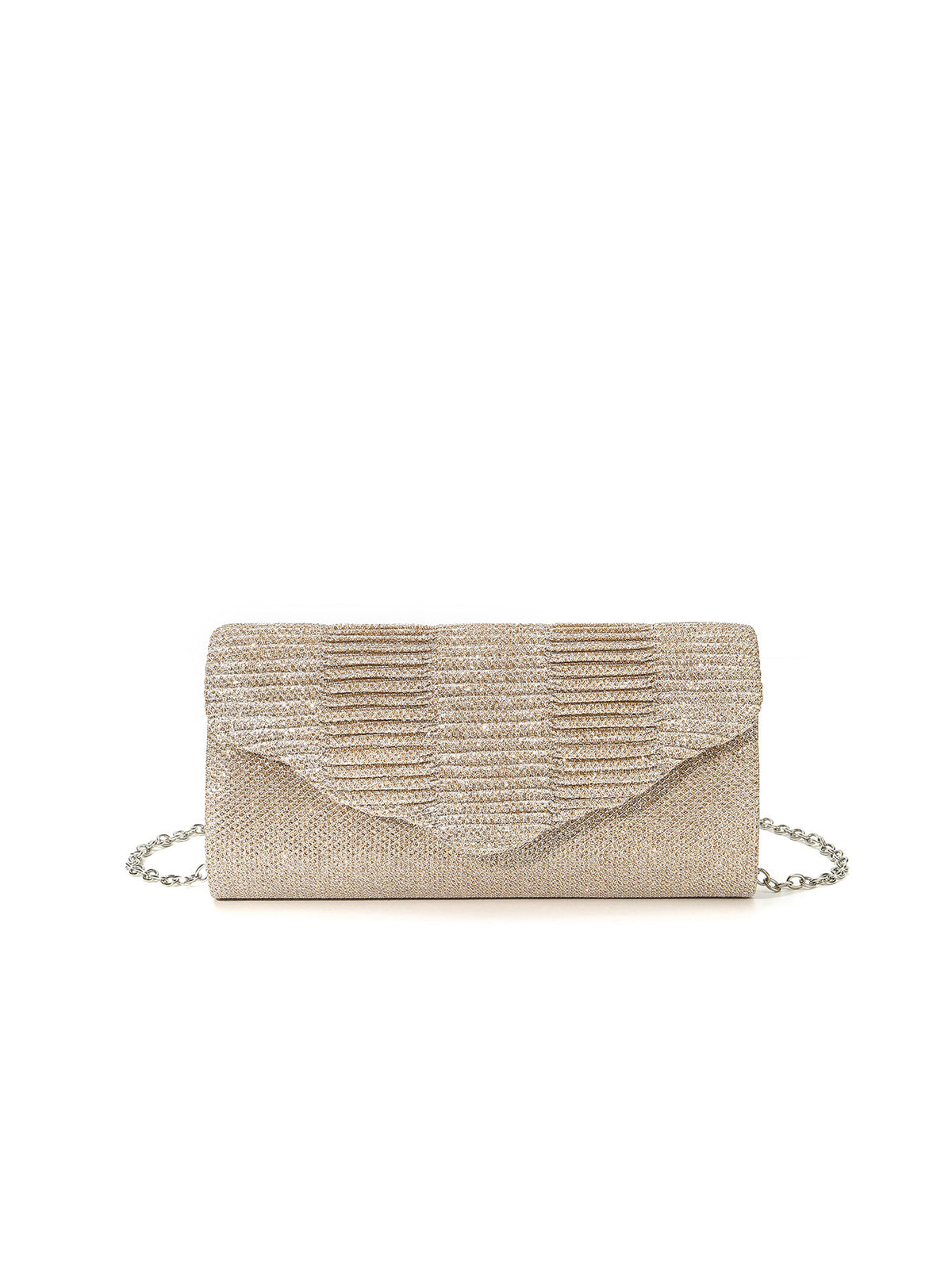 Lustre Pleated Evening Clutch — Refined Metallic Elegance