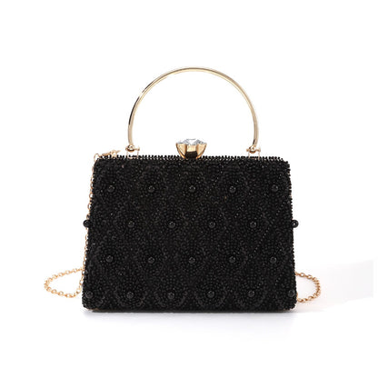 Pearl Beaded Top Handle Evening Bag