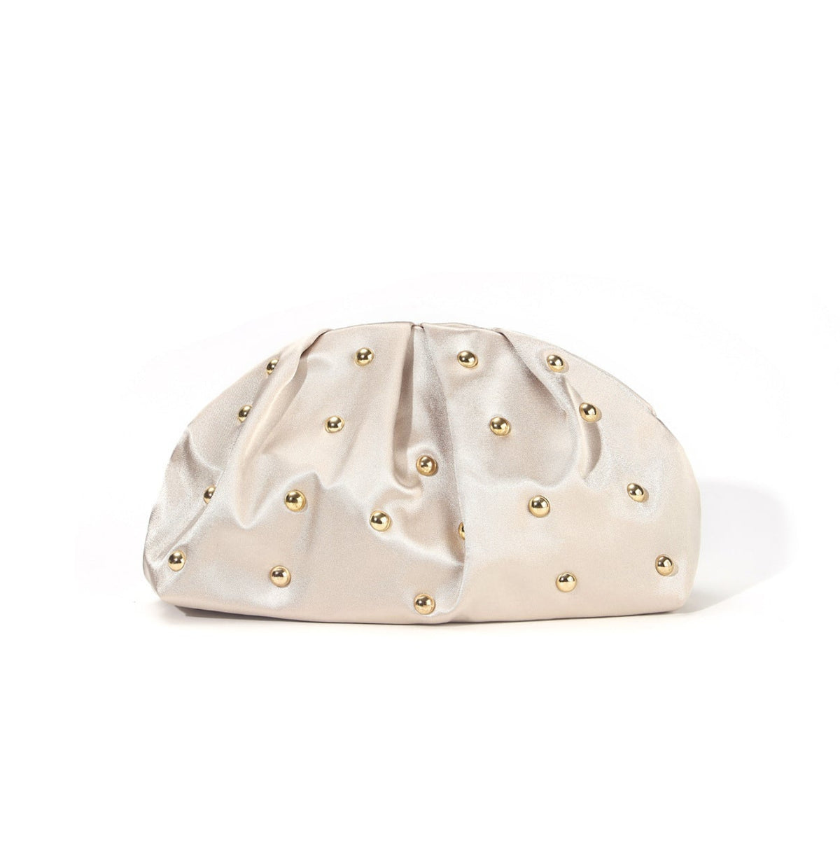 Sculpted Studded Clutch — Soft Ruched Evening Bag