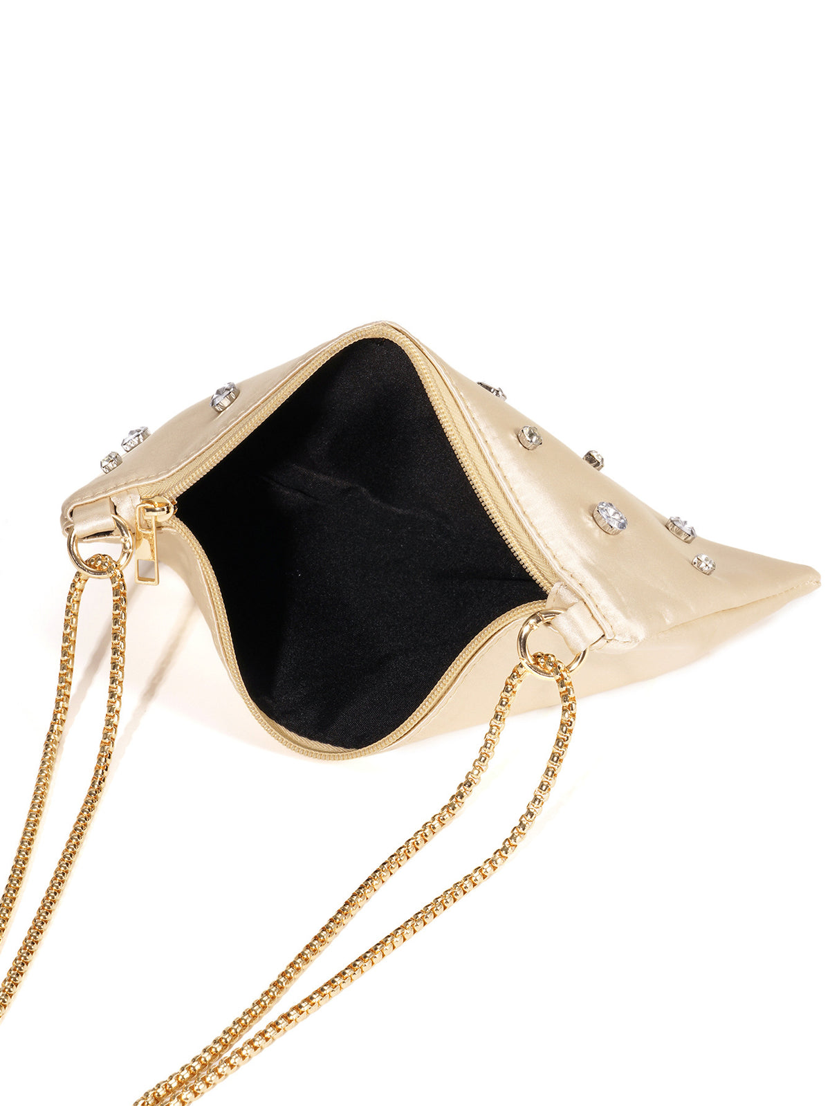 Crystal Stud Shoulder Bag — Soft Sculpted Evening Style