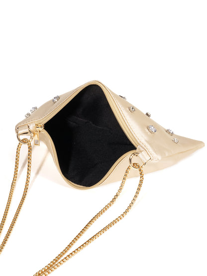 Crystal Stud Shoulder Bag — Soft Sculpted Evening Style