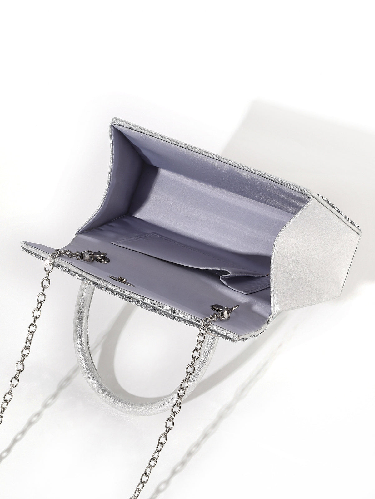 Crystal Glitter Handbag — Structured Modern Shine