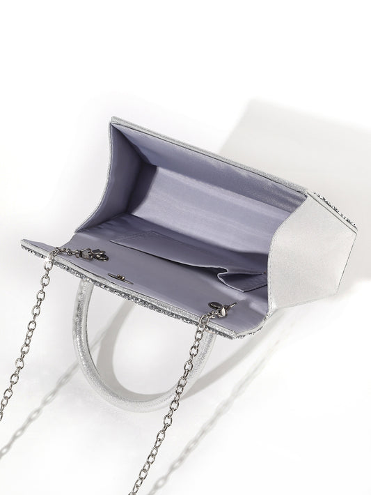 Crystal Glitter Handbag — Structured Modern Shine
