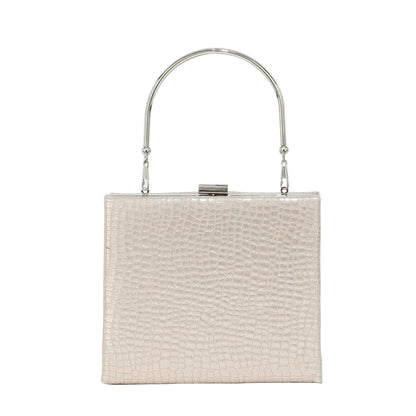 Luna Croc-Embossed Box Clutch — Structured Evening Bag
