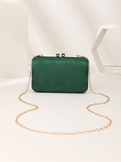 Emerald Satin Evening Clutch — Refined After-Dark Elegance