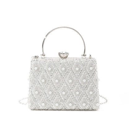 Pearl Beaded Top Handle Evening Bag