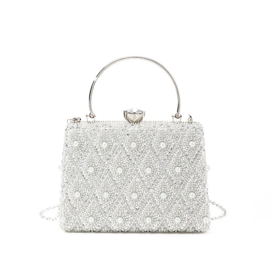 Pearl Beaded Top Handle Evening Bag