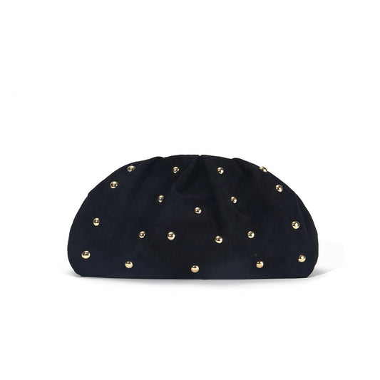 Sculpted Studded Clutch — Soft Ruched Evening Bag