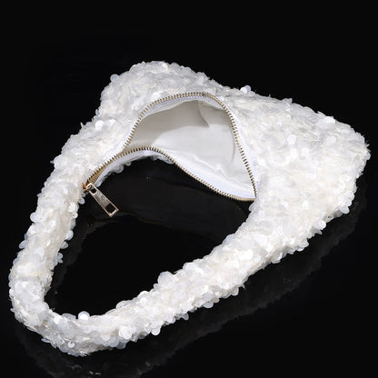 Pearl Sequin Shoulder Bag — Soft Evening Elegance