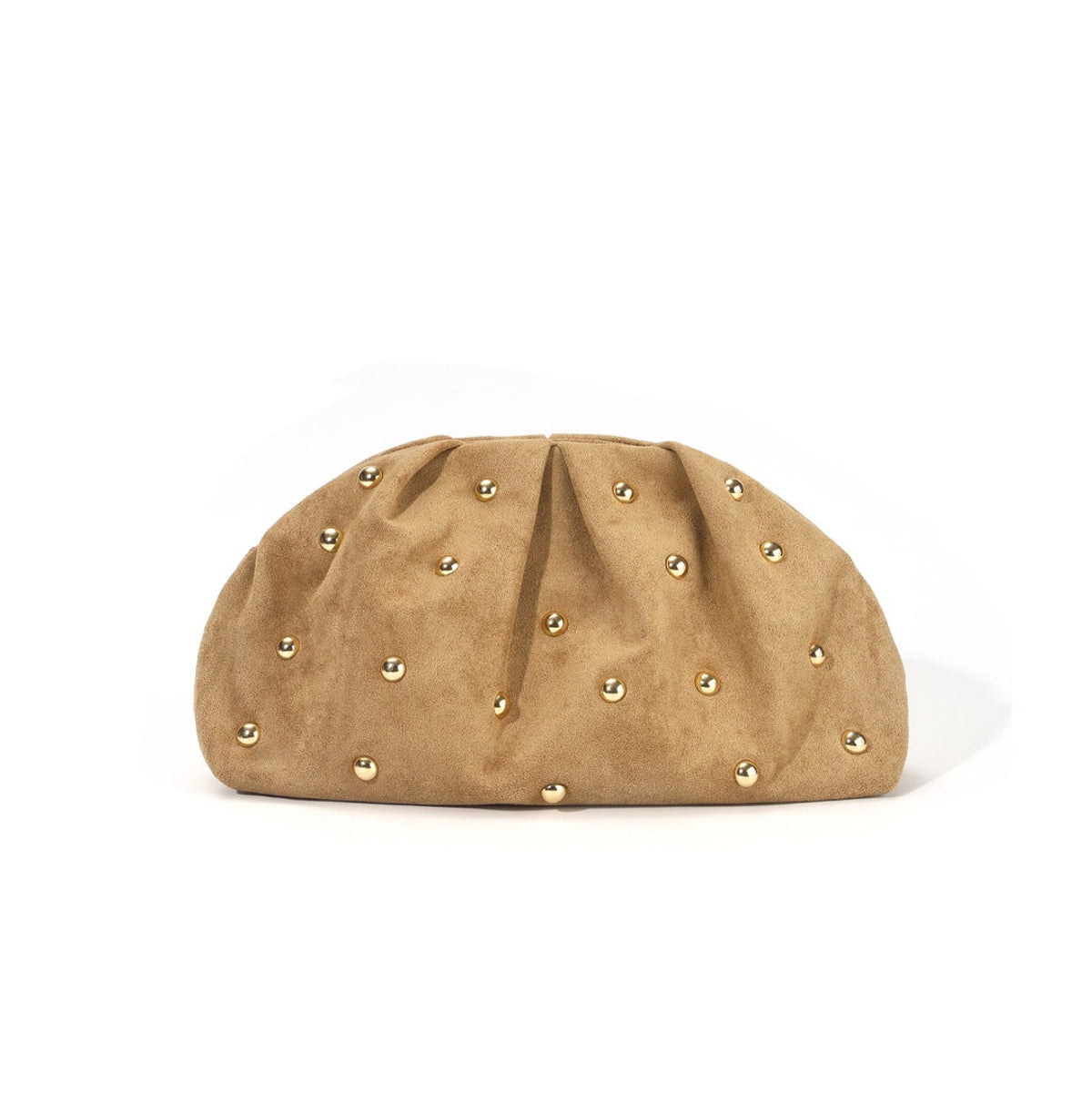 Sculpted Studded Clutch — Soft Ruched Evening Bag