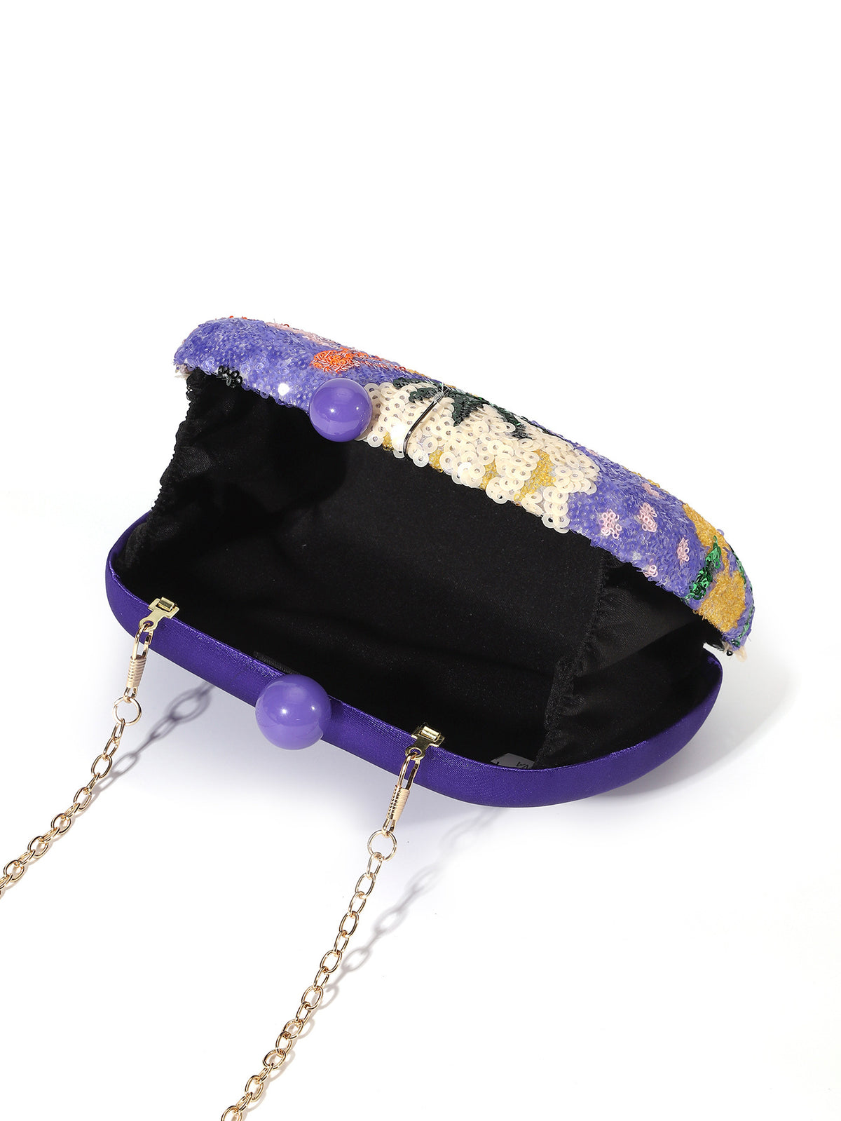 Floral Sequin Evening Clutch — Sculpted Statement Bag