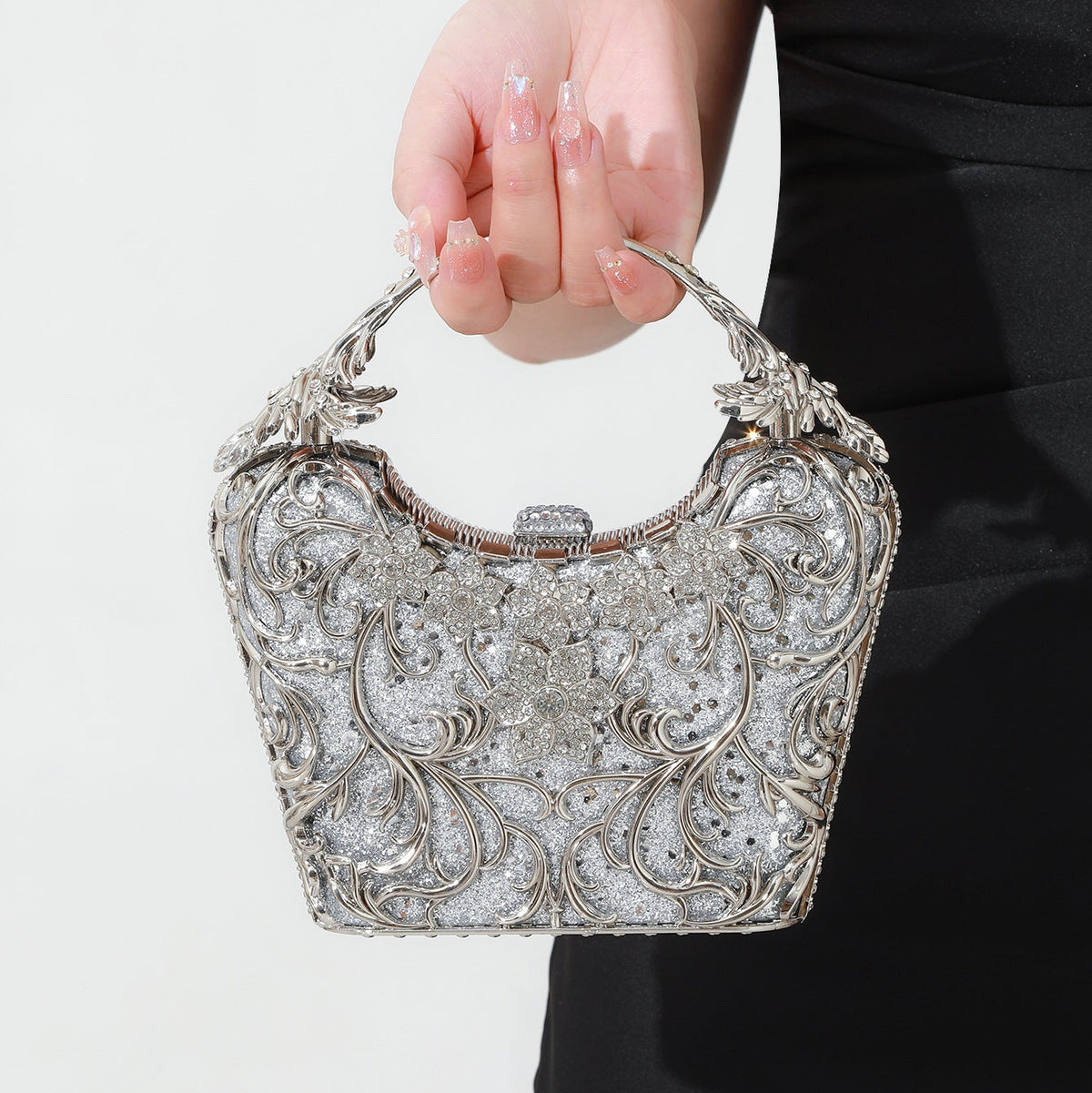 Sculpted Crystal Evening Bag — Ornate Statement Clutch