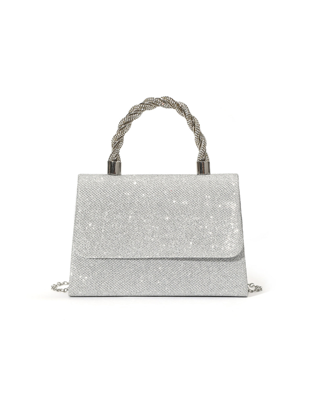 Crystal Handle Shimmer Bag — Structured Modern Elegance