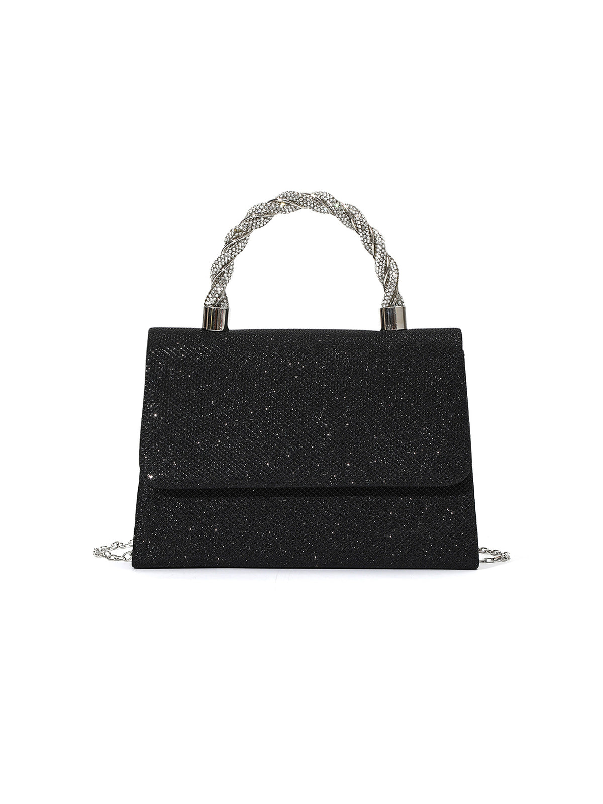 Crystal Handle Shimmer Bag — Structured Modern Elegance
